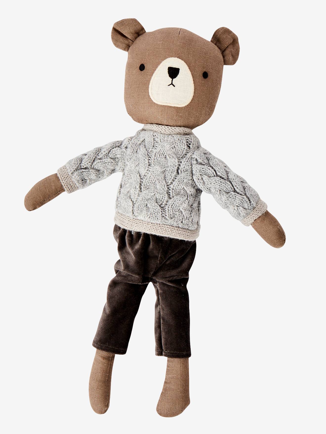 Urso de pelúcia com vestido marrom