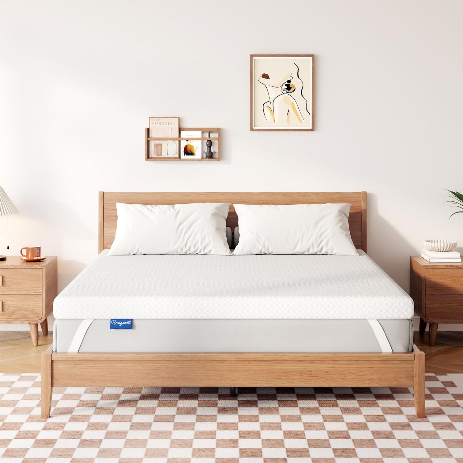 Vesgantti Matratzentopper 140 x 200 cm Gel Topper mit Abnehmbarem und Waschbarem Bezug, H3 Gelschaum Topper, für Boxspringbett und Betten Schlafsofa 10 cm Höhe Weiß