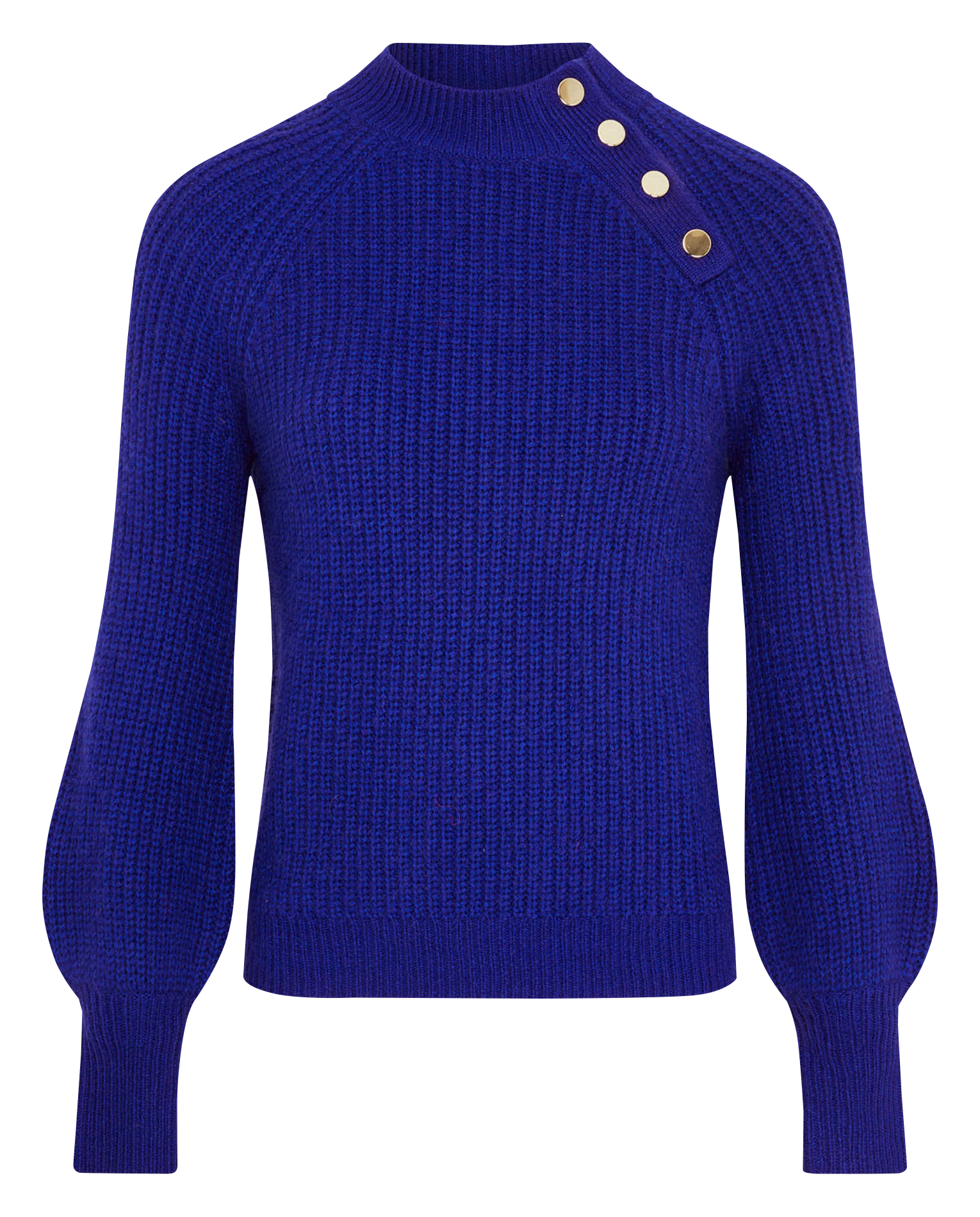 MSOFIA - Pull col montant boutonné| Bleu