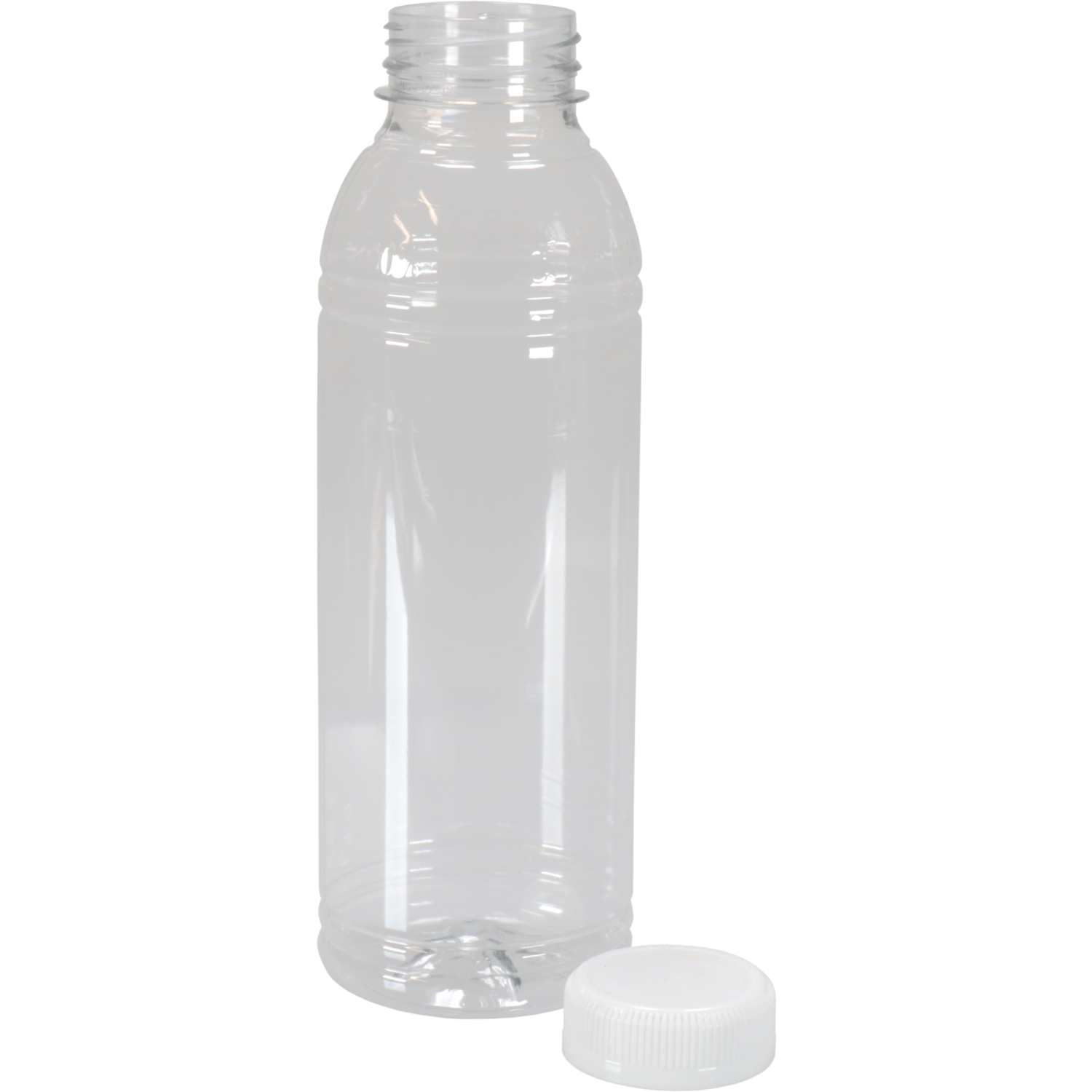 Fles, petfles, Gerecycled PET, met vaste dop, 500ml, transparant/wit