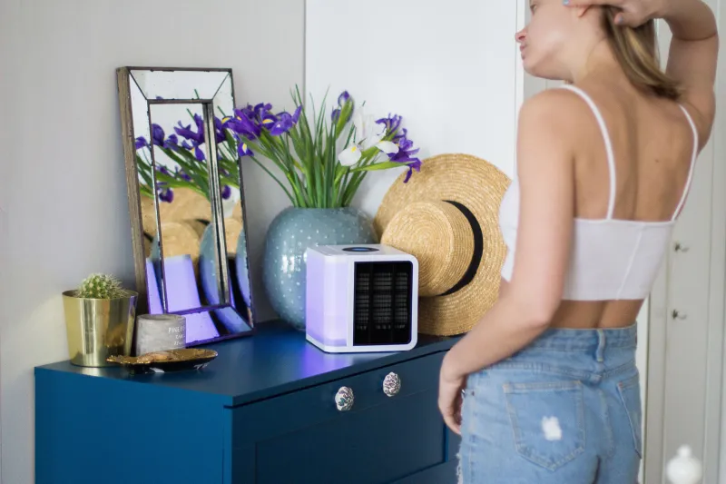 Aircooler evaLIGHT Plus hvid bordmodel - personlig luftkøler