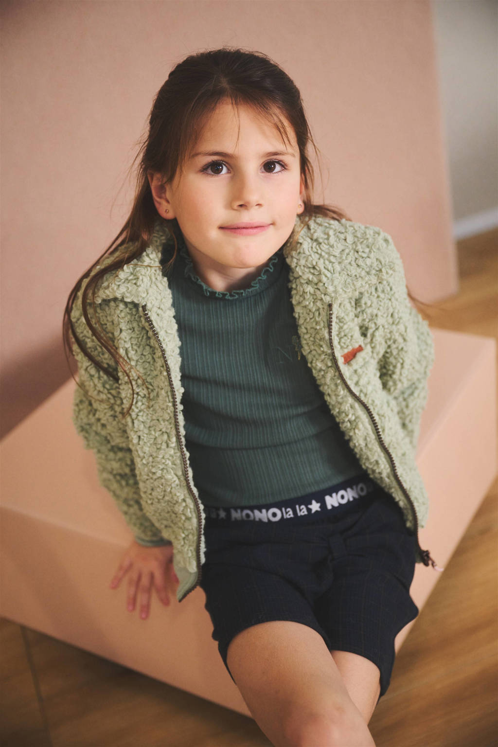 NONO teddy tussenjas Dovy lichtgroen