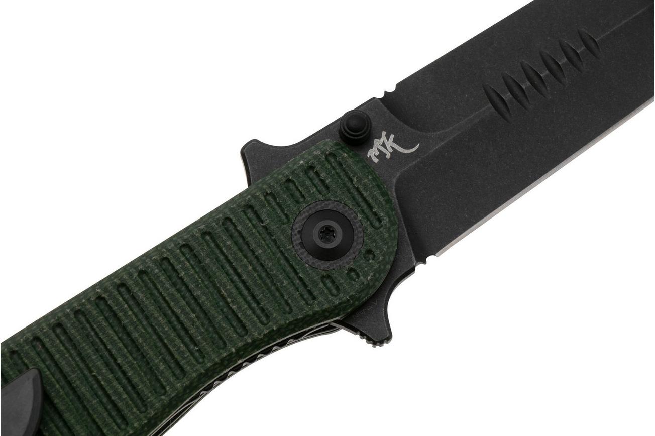 Civivi RS71 C23025-3 Blackwashed Nitro-V, Green Canvas Micarta zakmes, Robert Saniscalchi design