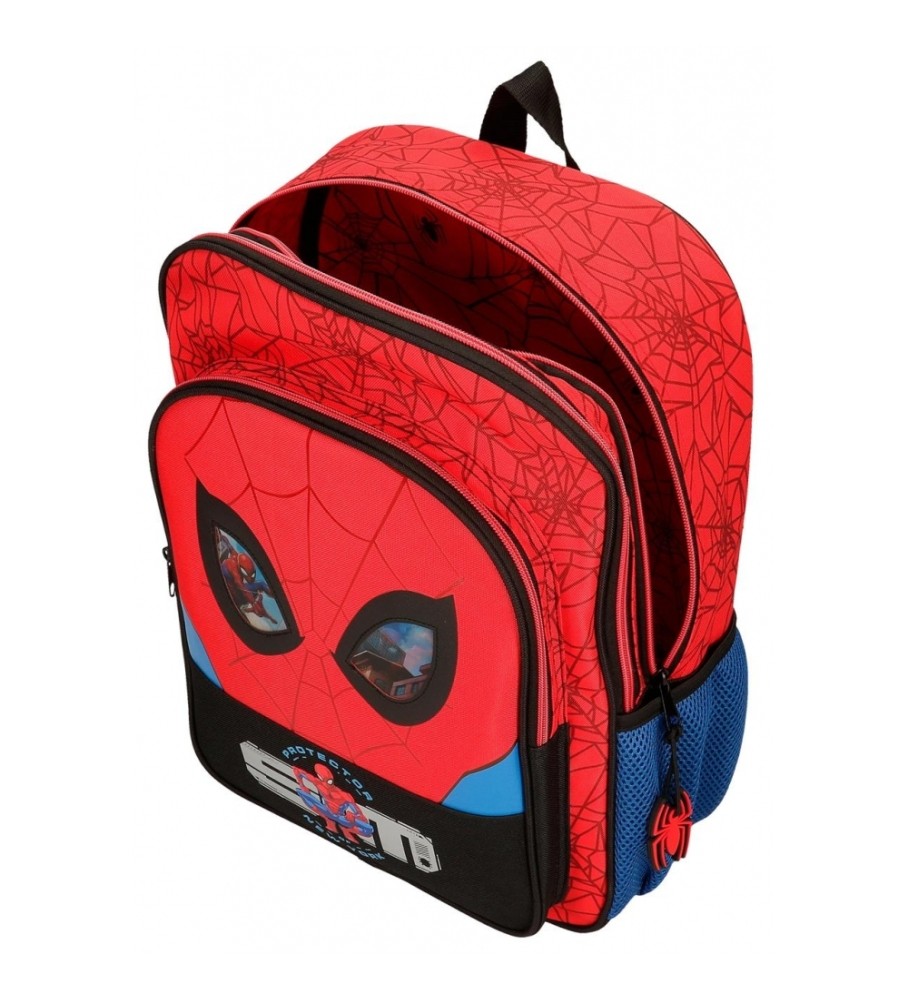 Mochila Disney Homem-Aranha com Dois Compartimentos e Rodinhas Vermelhas - 30x40x13cm -