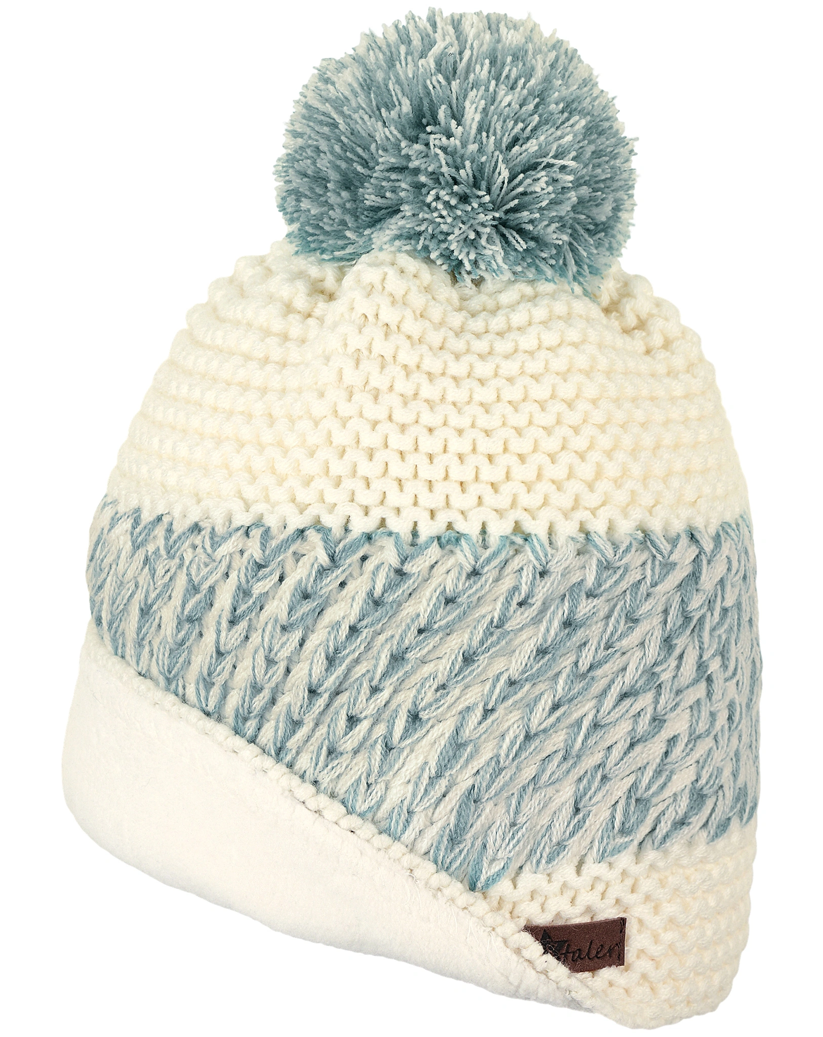Strickmütze POMPON PATTERN gefüttert in ecru