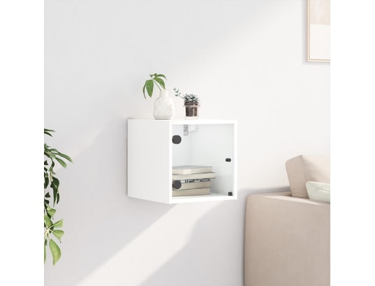 VIDAXL - Table de chevet avec porte en verre blanc 35x37x35 cm