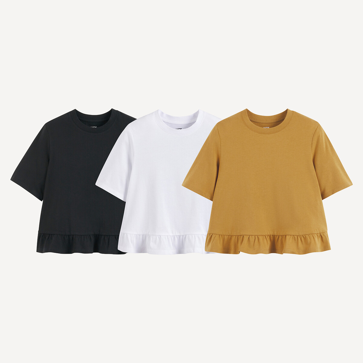 COLEÇÃO LA REDOUTE<br>Conjunto de 3 camisetas com babado