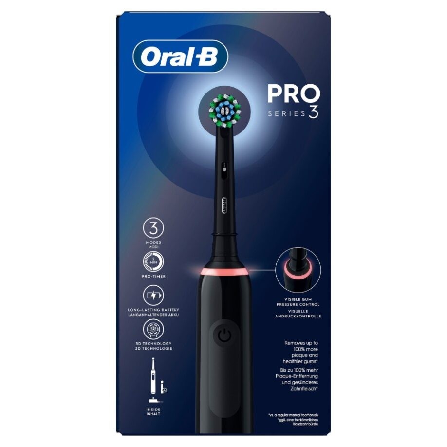 Oral-B - Pro 3 3000 Sort Elektrisk Tandbørste