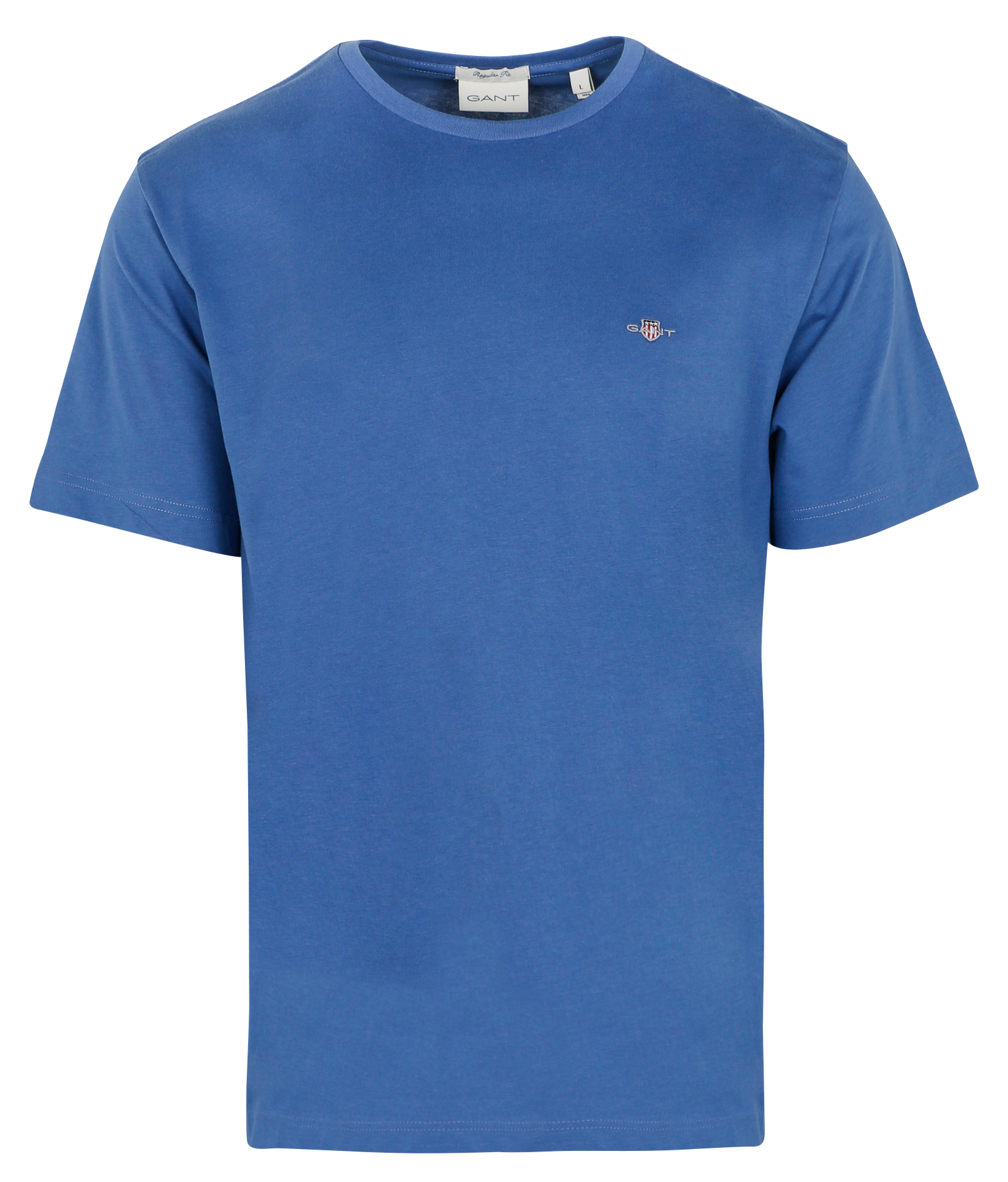 Tee-shirt col rond droit en coton | Bleu