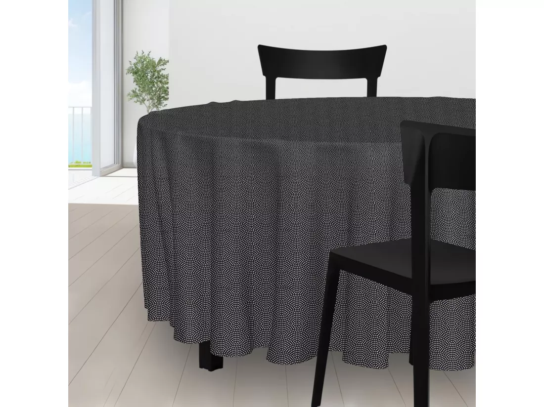 Nappe ronde diamètre 180 cm PAON Ardoise, par Soleil d'Ocre