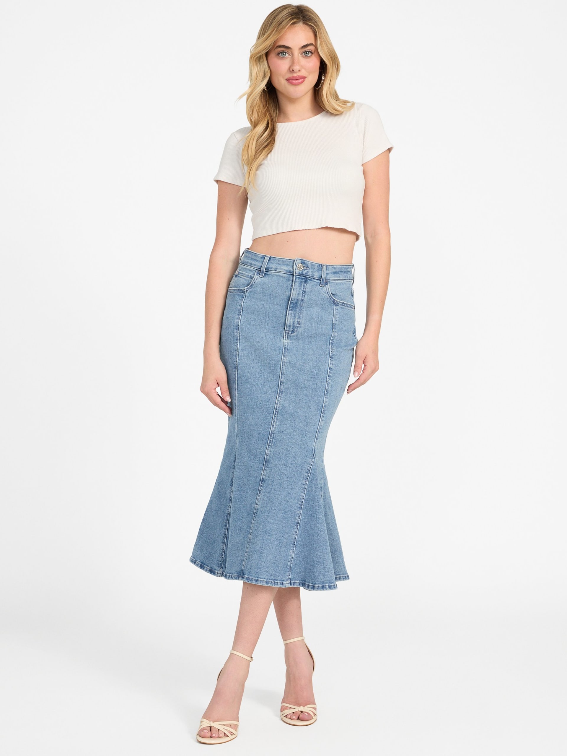 Saia midi jeans Lia