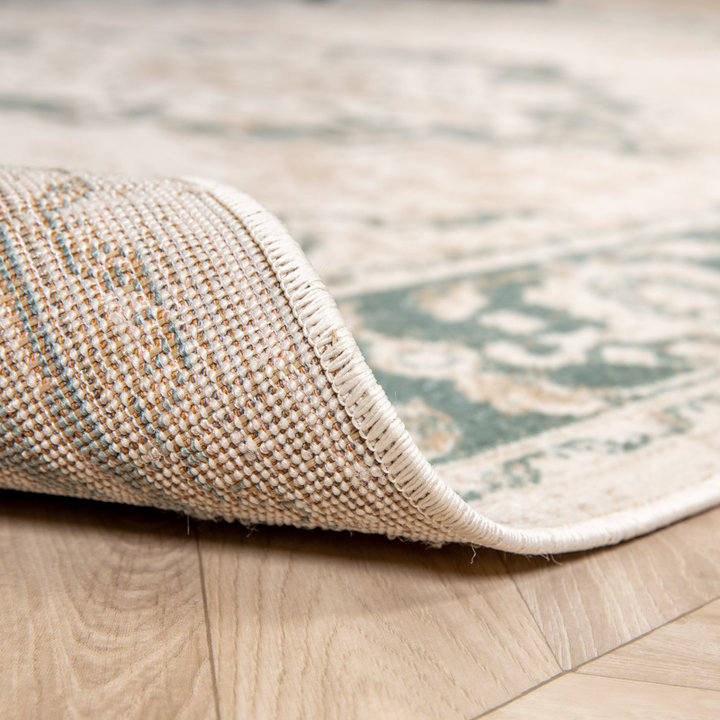 Vintage vloerkleed - Spring Medaillon Creme/Groen