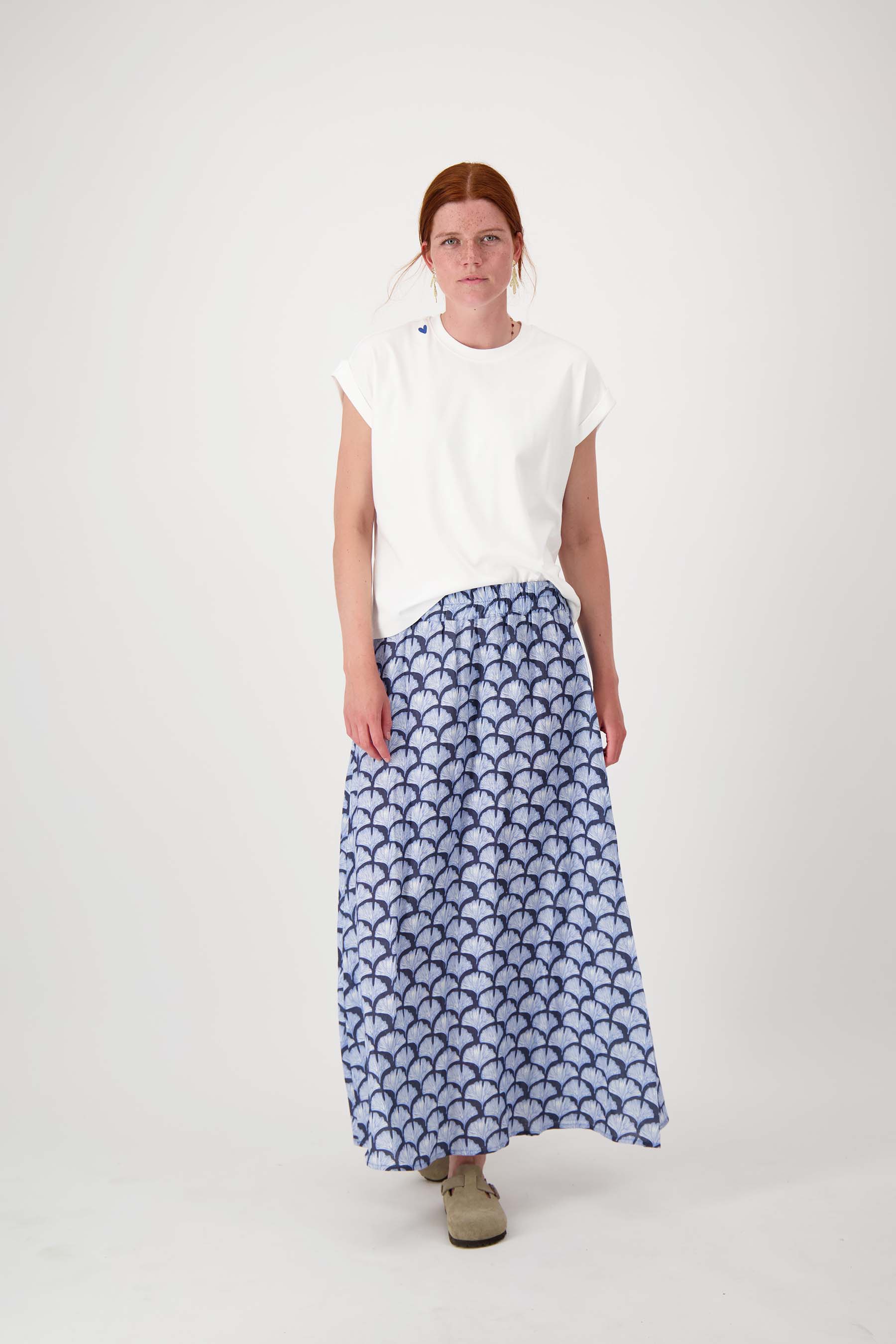 lange rok met waaierprint