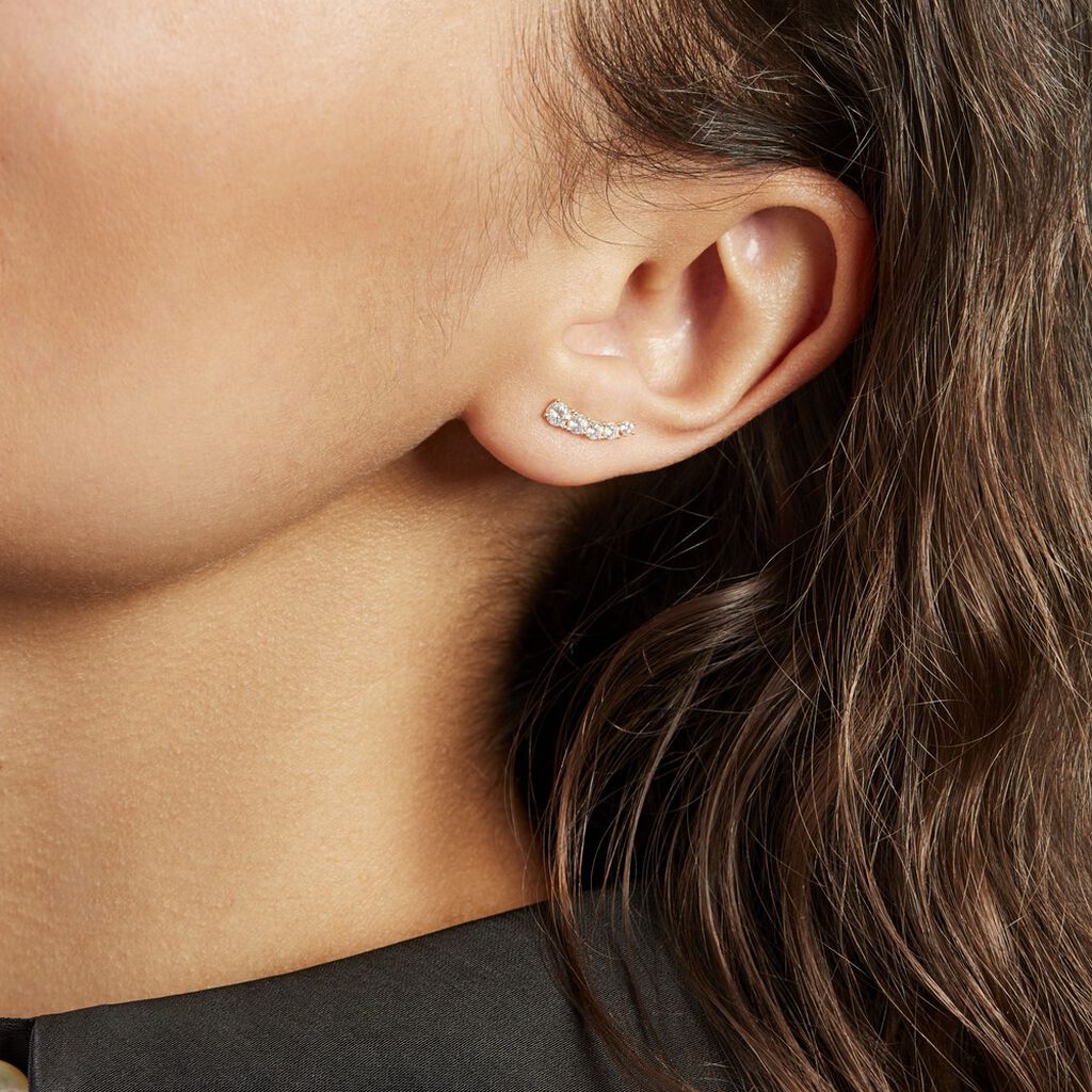 Boucles D'oreilles Puces Or Jaune Anaca Oxydes De Zirconium