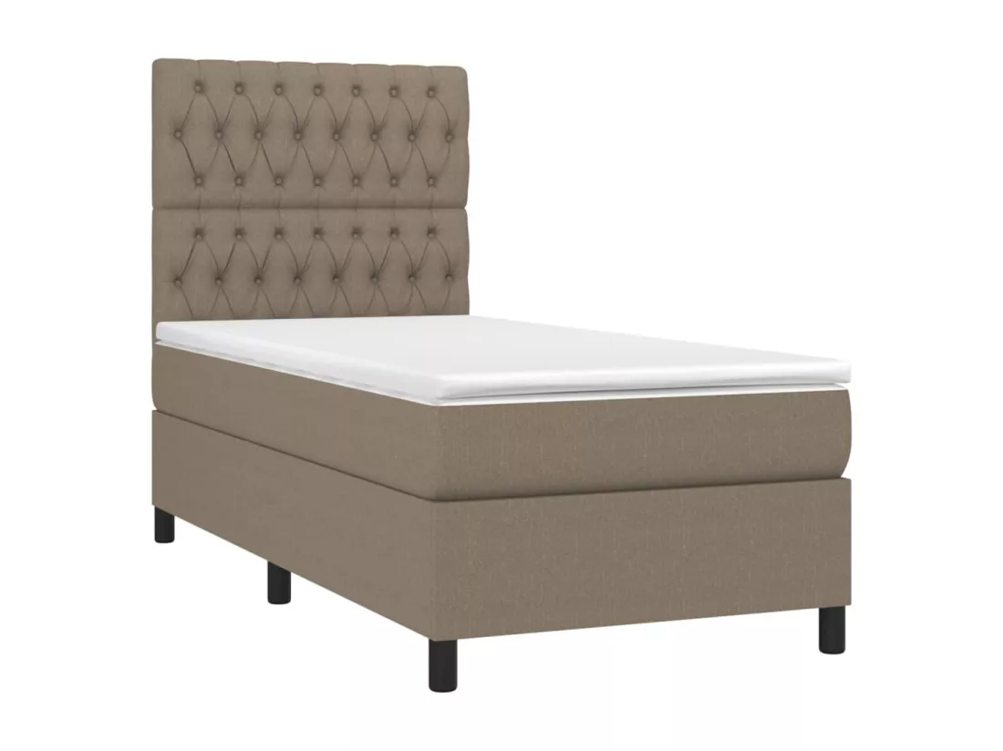 Sommier tapissier avec matelas et LED Taupe 90x190 cm Tissu