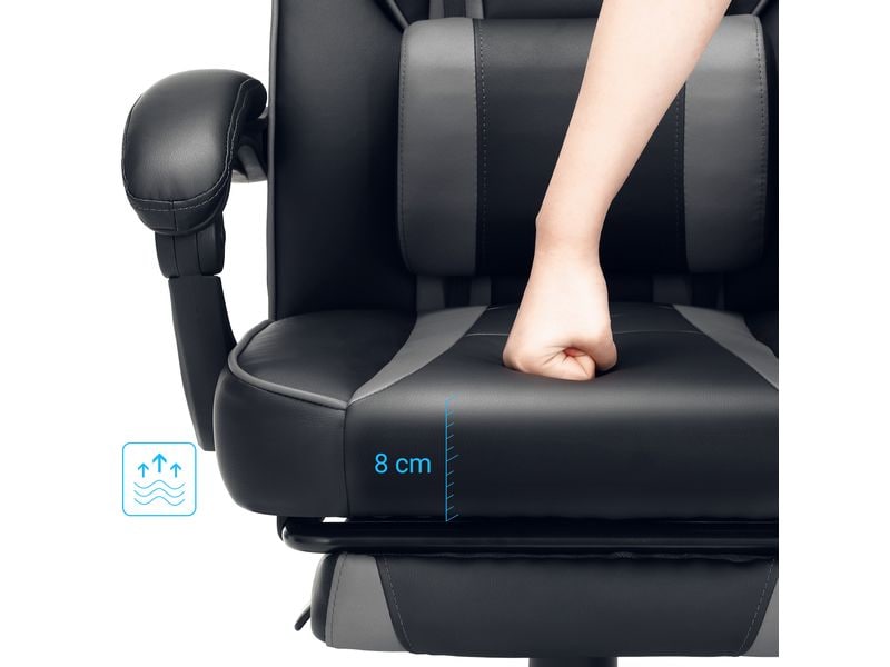 Songmics Bürostuhl mit neigbarer Rückenlehne, Schwarz / Gra Ergonomischer Gamingstuhl