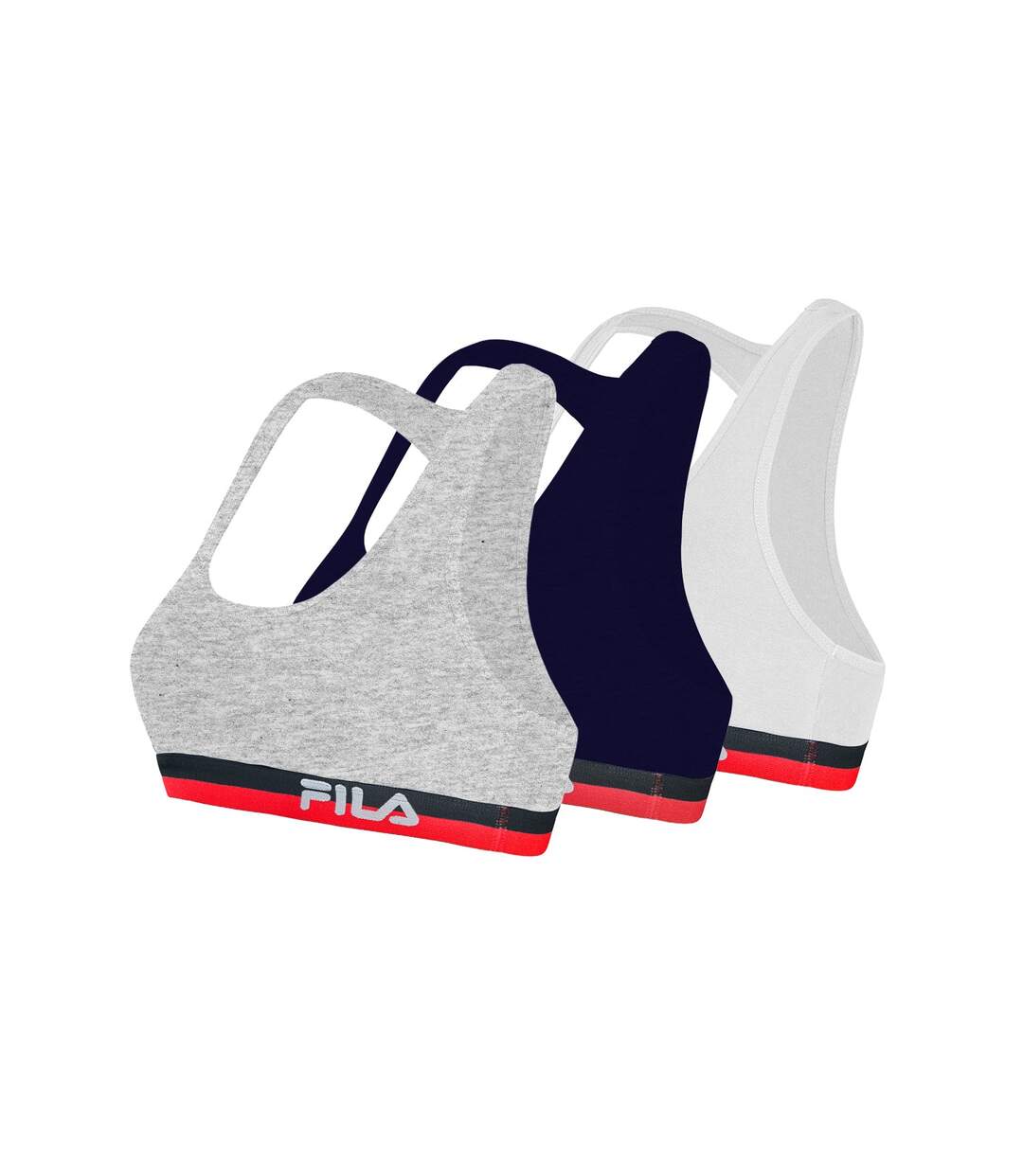 Lot de 3 Brassières coton Fila FU6048 Gris, Navy et Blanc