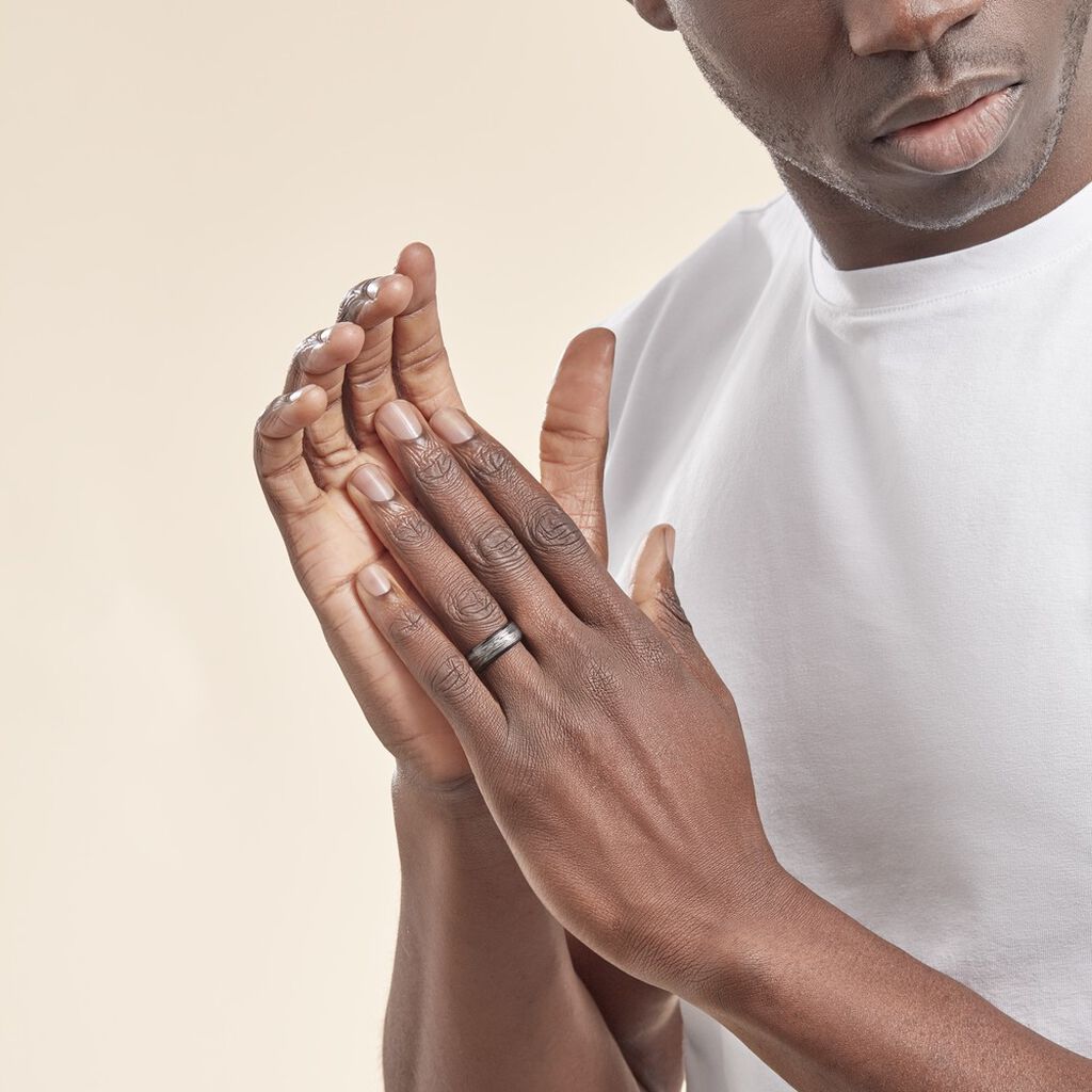 Bague Jourdan Homme Liorin Acier Bicolore Noir Et Blanc Tungstene