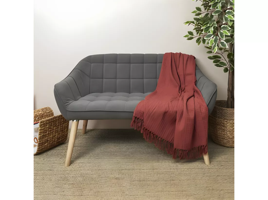 Jete De Canape Gaufre Terracotta 130x160cm