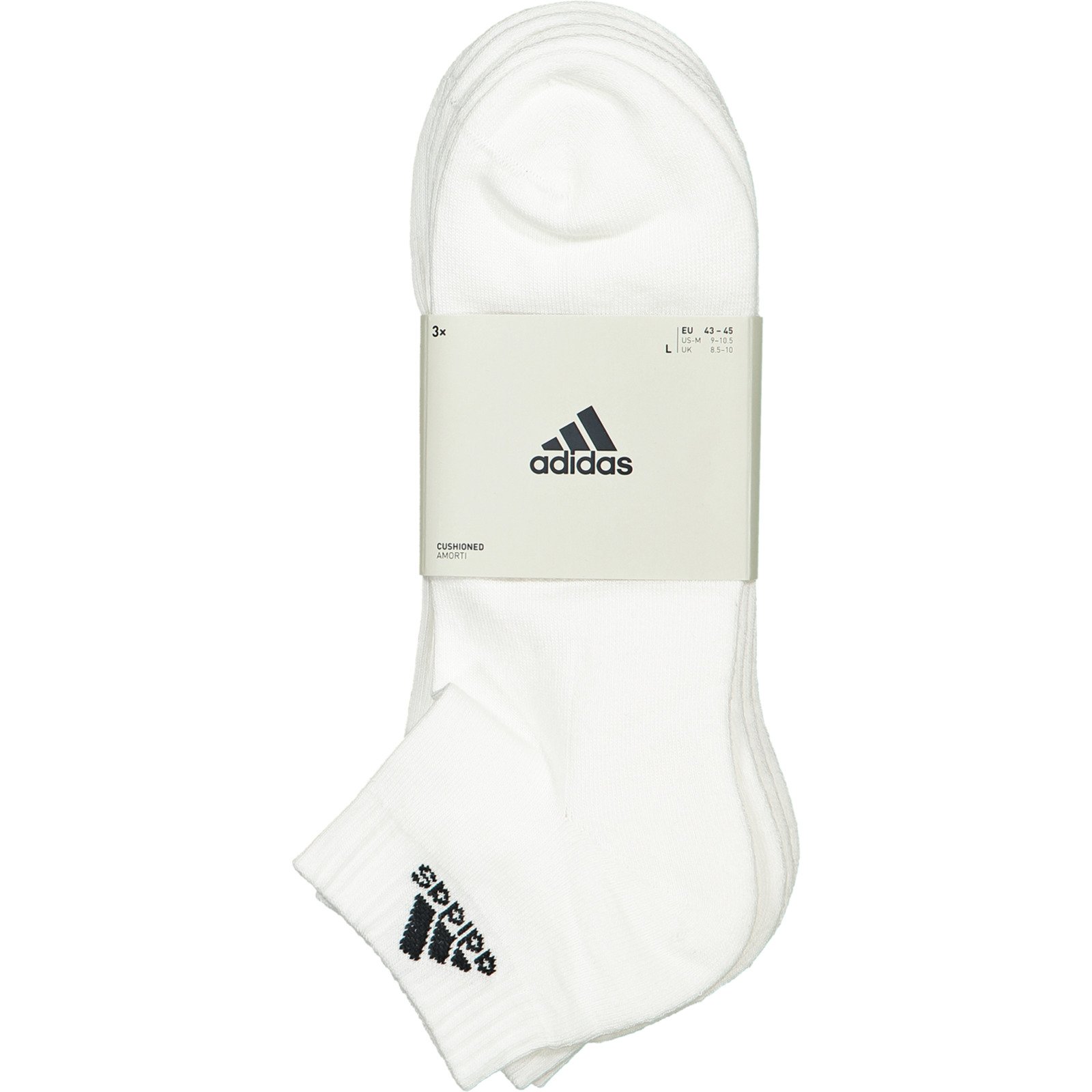 Adidas Unisex-Quartersocken Cushioned, 3 Paar 40-42, weiss
