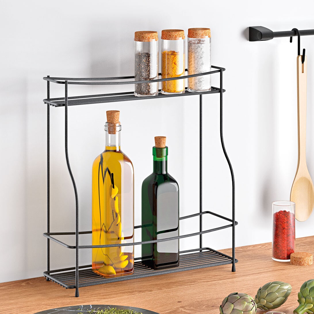 metaltex Gewürzregal Balsamico Lava matt schwarz 35x12x37 cm