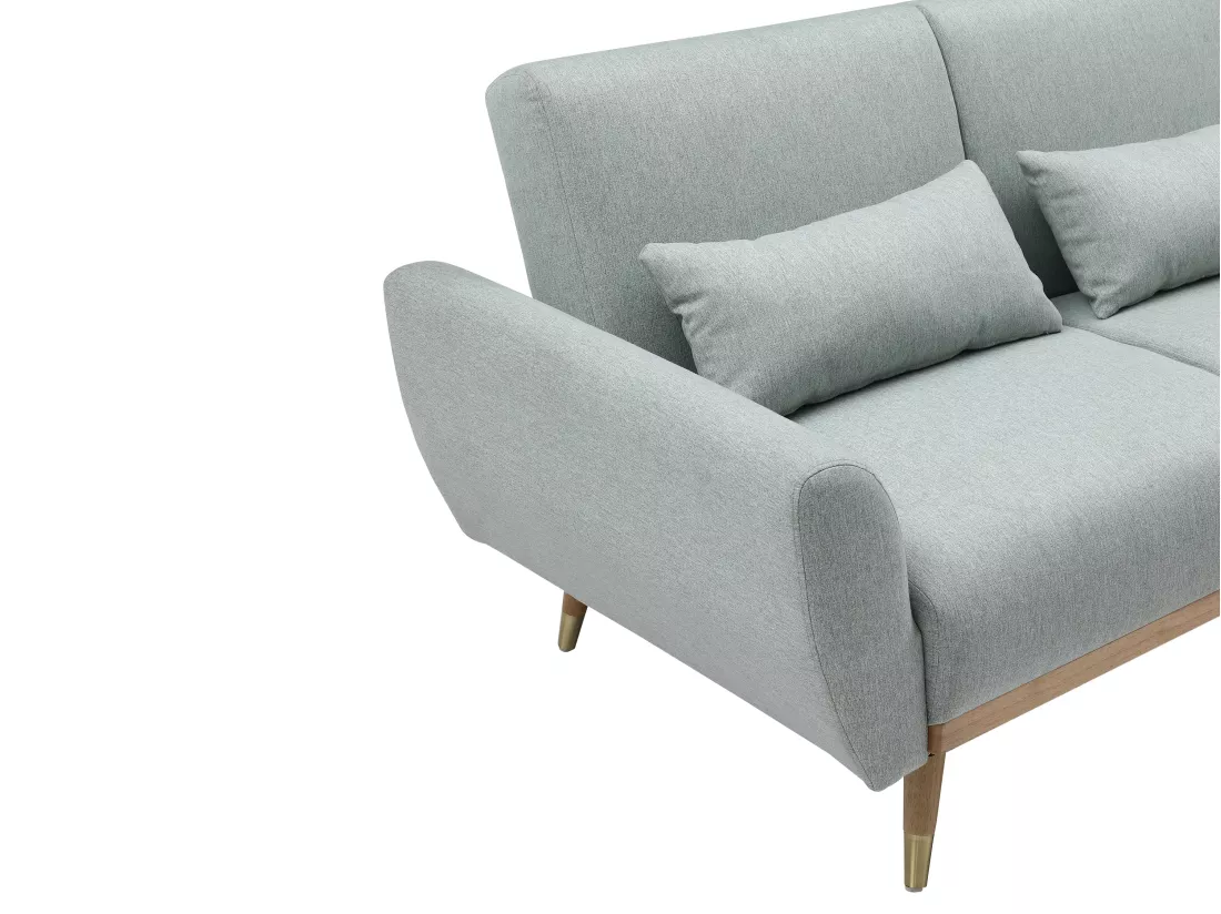 Canapé d'angle convertible réversible clic-clac en tissu vert de gris ANDINO