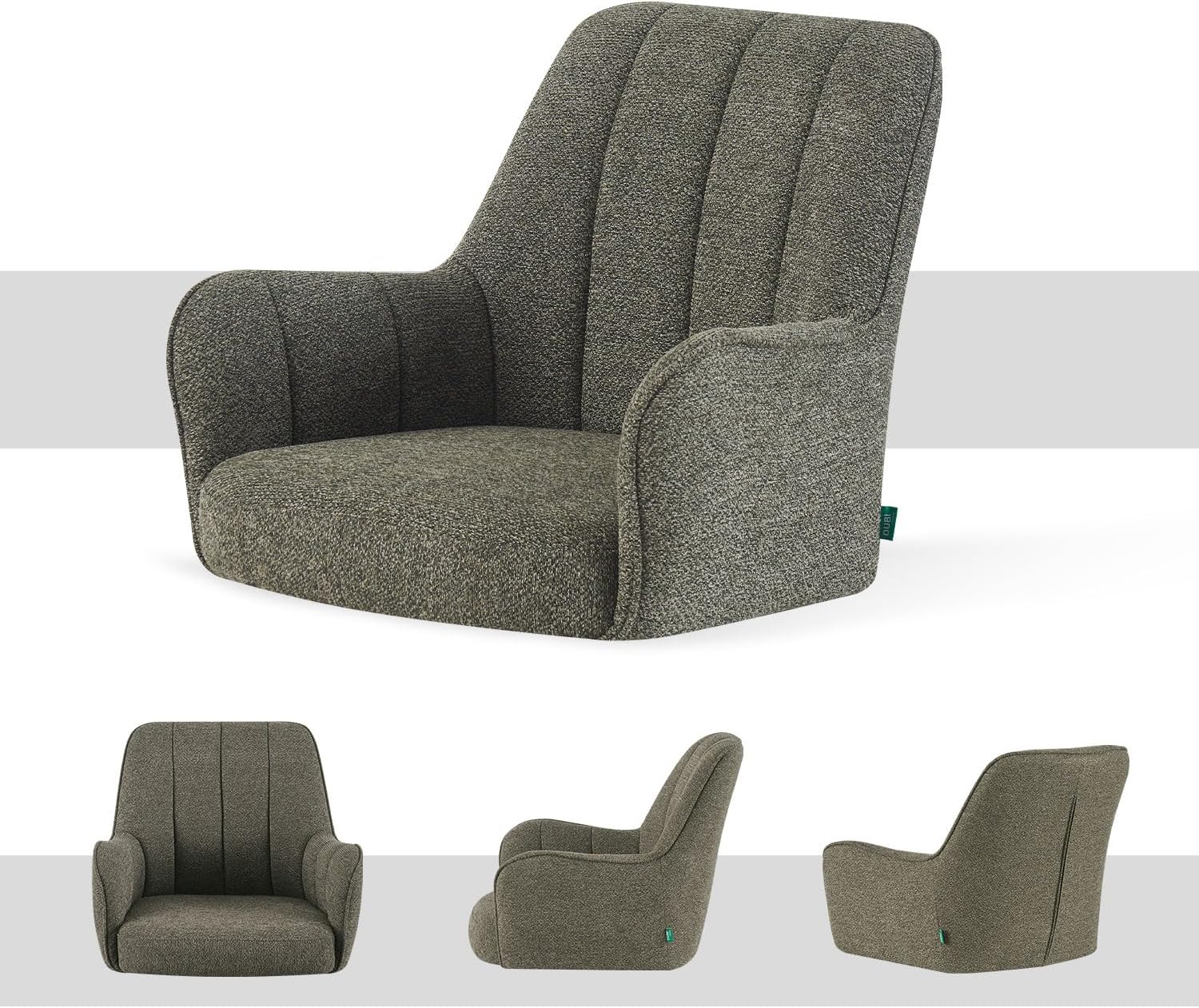 DUBI Möbel® Premium Esszimmerstühle Thomas-FINA 2er Set – Armlehnstuhl drehbar mit Federkernpolsterung, Massivholzgestell Eiche, 150kg belastbar, hochwertig verarbeitet, grün