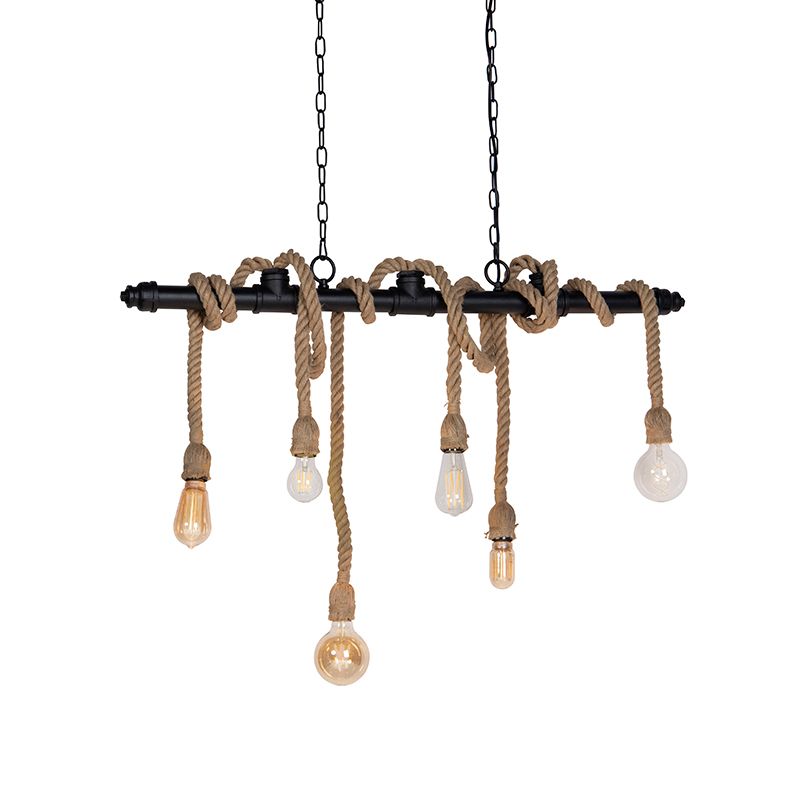 Industriële hanglamp zwart 6-lichts - Plural