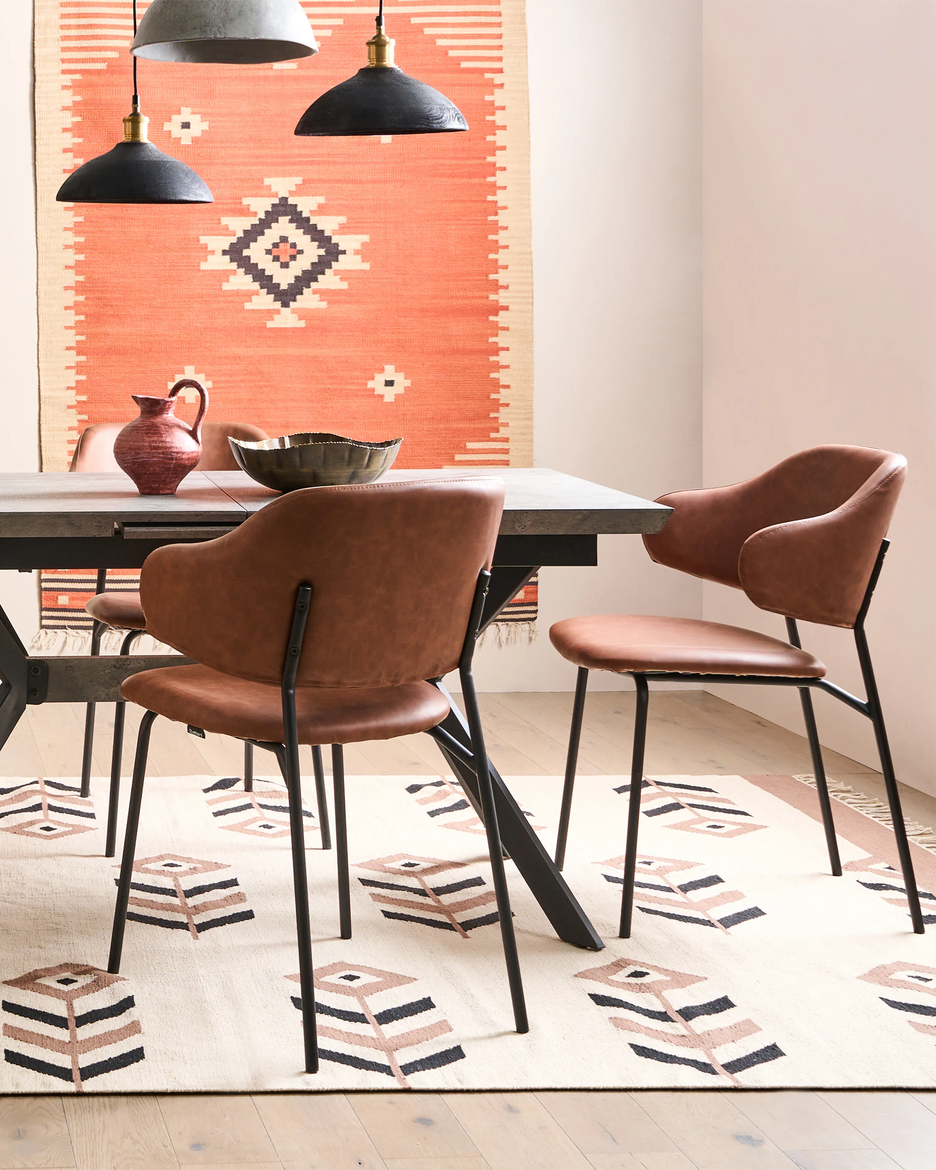 Set van 2 eetkamerstoelen KENAI Kunstleer Bruin