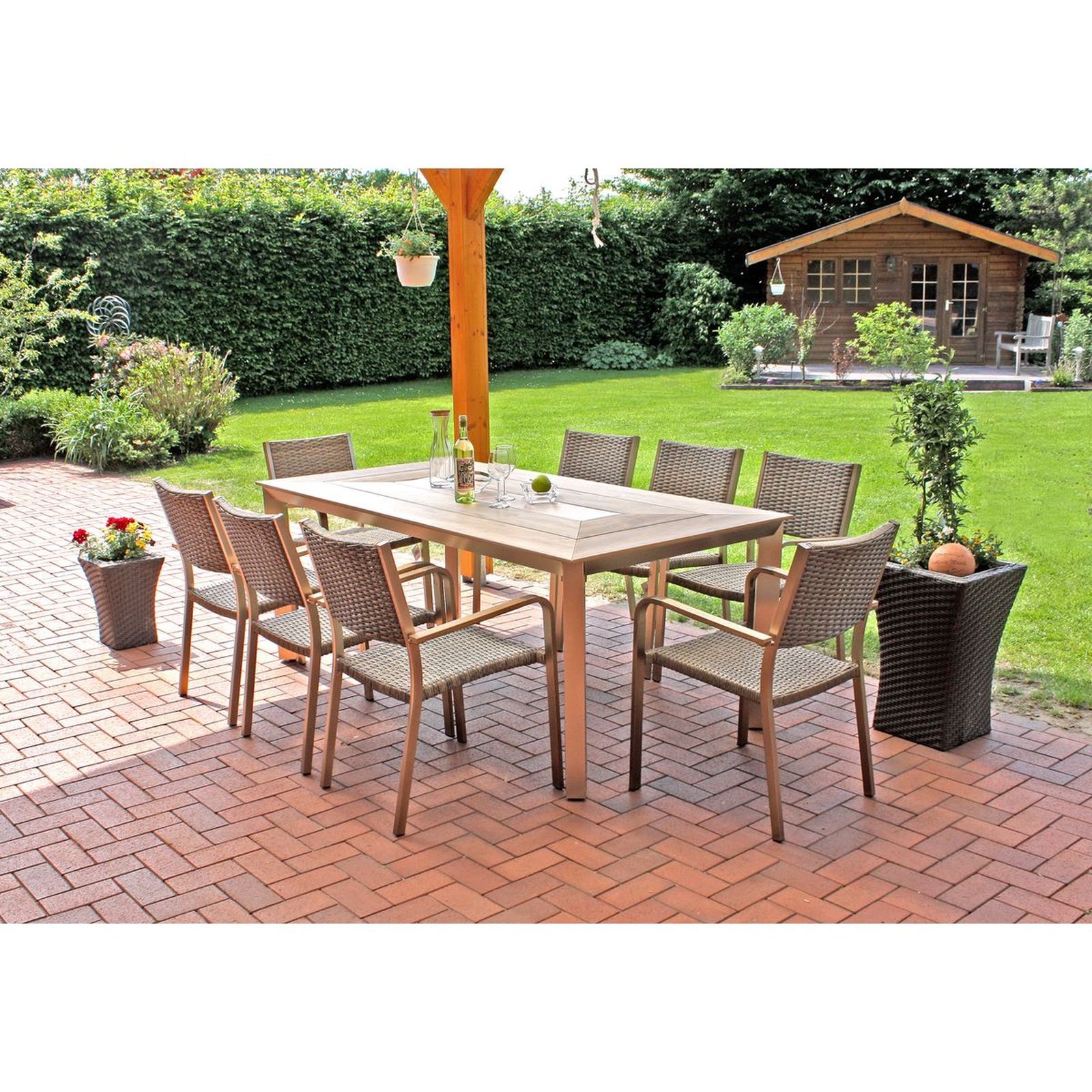 2er-Set Stapelstuhl FLORENCE - champagner-sesambraun - Aluminium