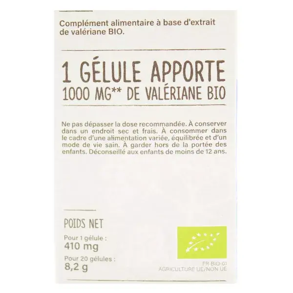 Nutrisanté Vitavea Les Nutri'Sentiels Valeriana Orgânica 20 cápsulas