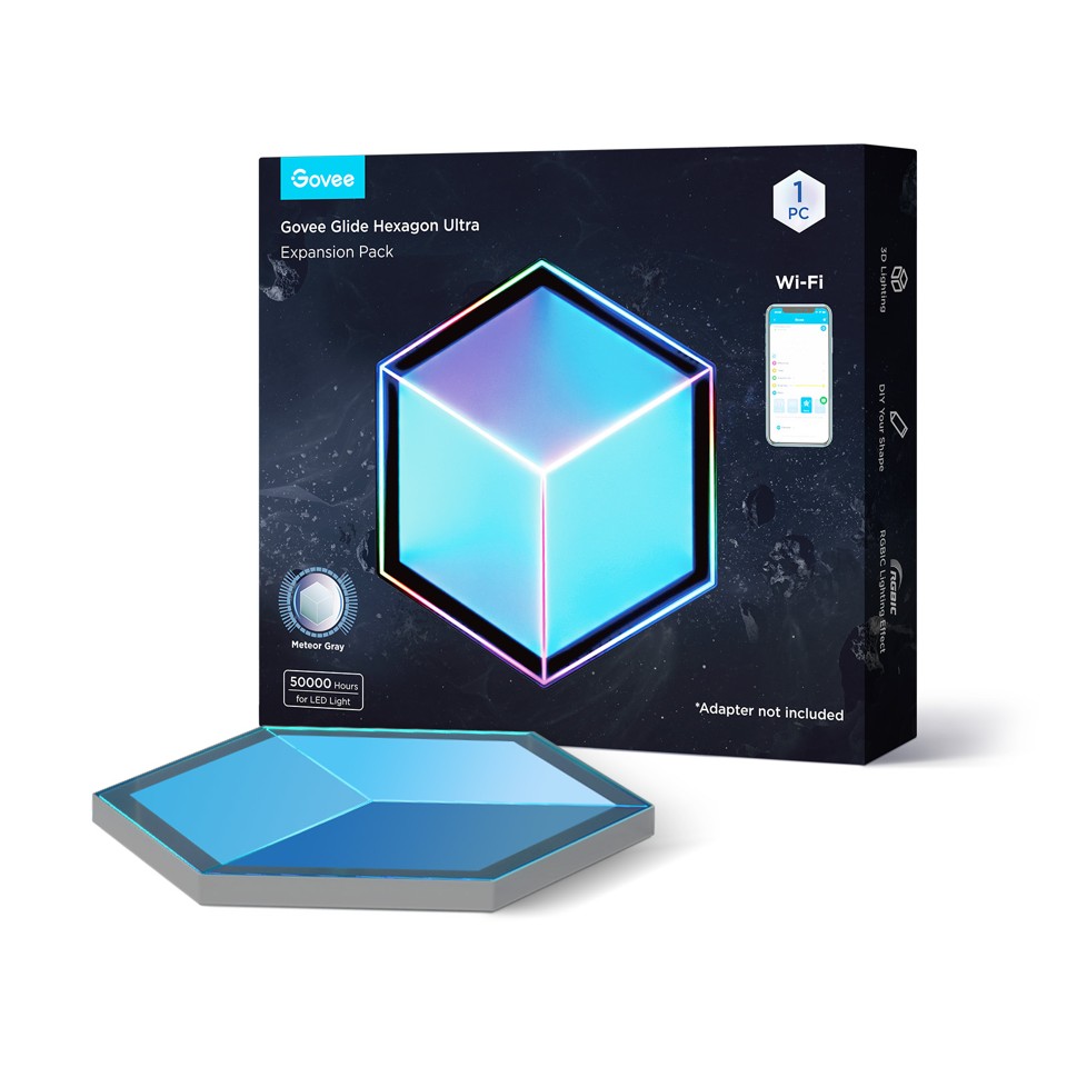 Govee - Glide Hexagon Lys Panels Ultra Ekspansionspakke – 2 Paneler til H606AC81