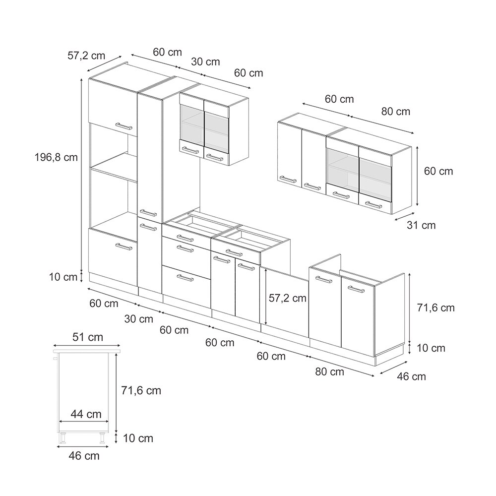 Vicco Küchenzeile Küchenblock Einbauküche R-Line 350 cm Weiß Bordeaux Arbeitsplatte Hochglanz