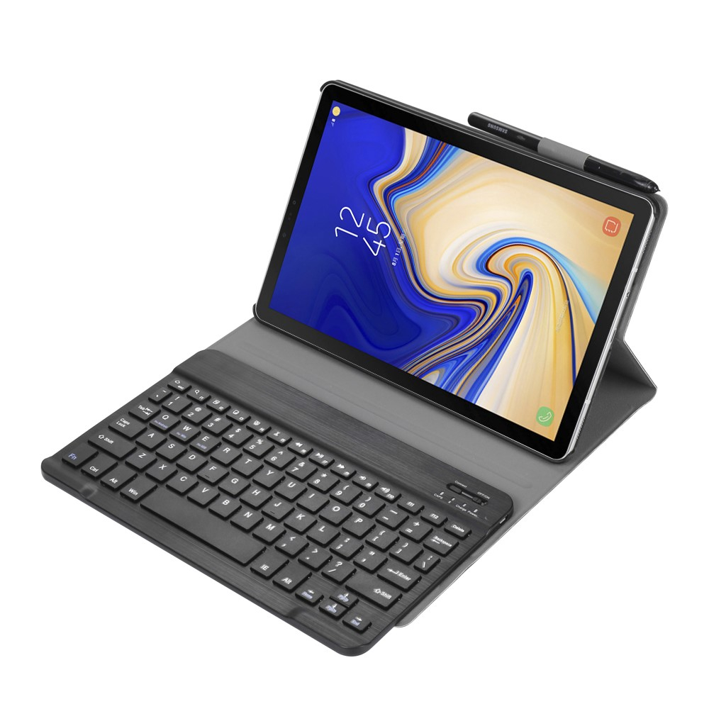 Samsung Galaxy Tab A 10.5 Leder Tasche Magnet Bluetooth Tastatur Abnehmbar (QWERTY) - Schwarz