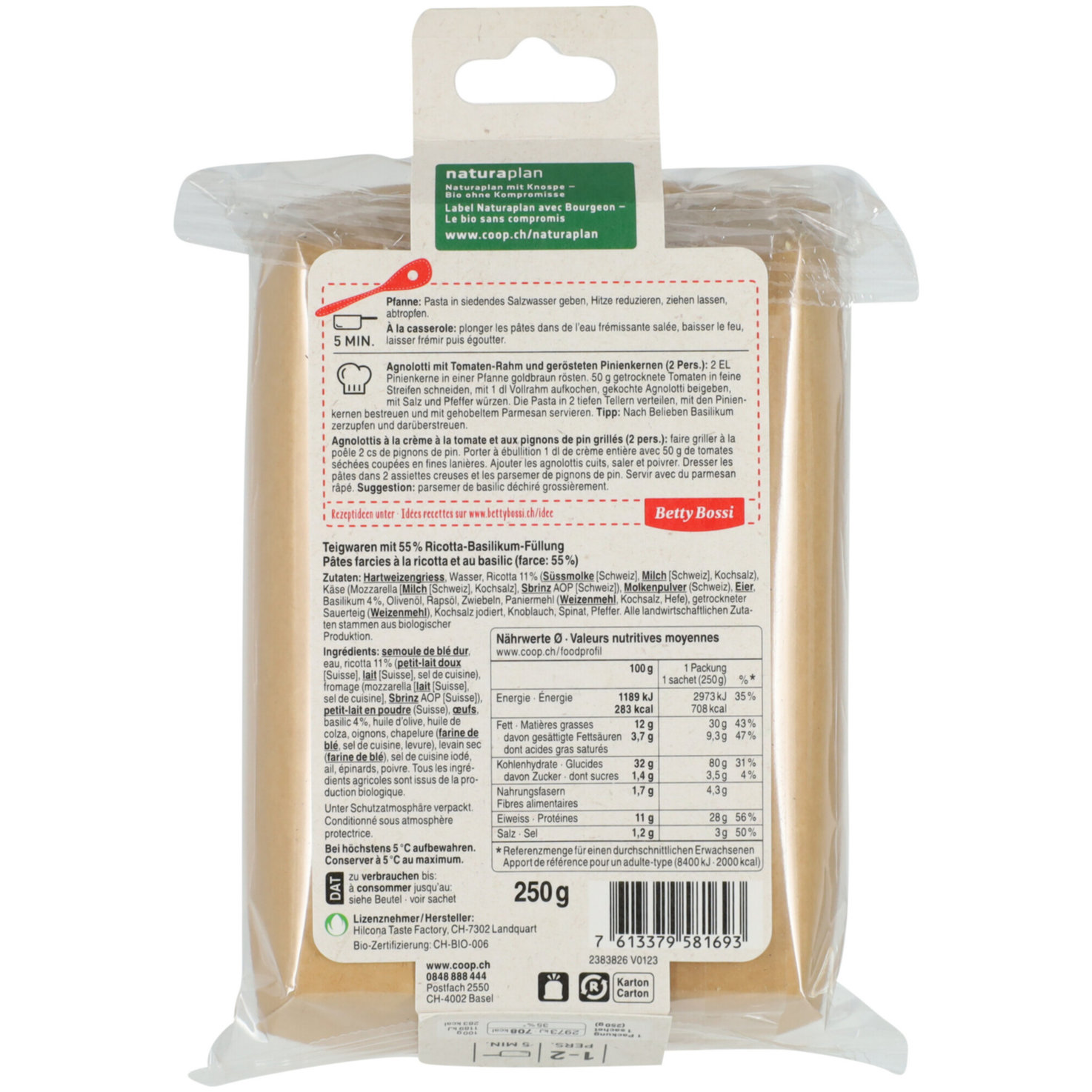 Naturaplan Bio Agnolotti Basilico