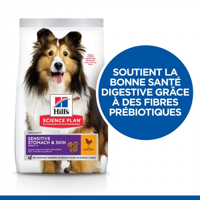 HILL'S Science Plan Sensitive Stomach & Skin Medium & Large Adult au Poulet - Croquettes pour chien