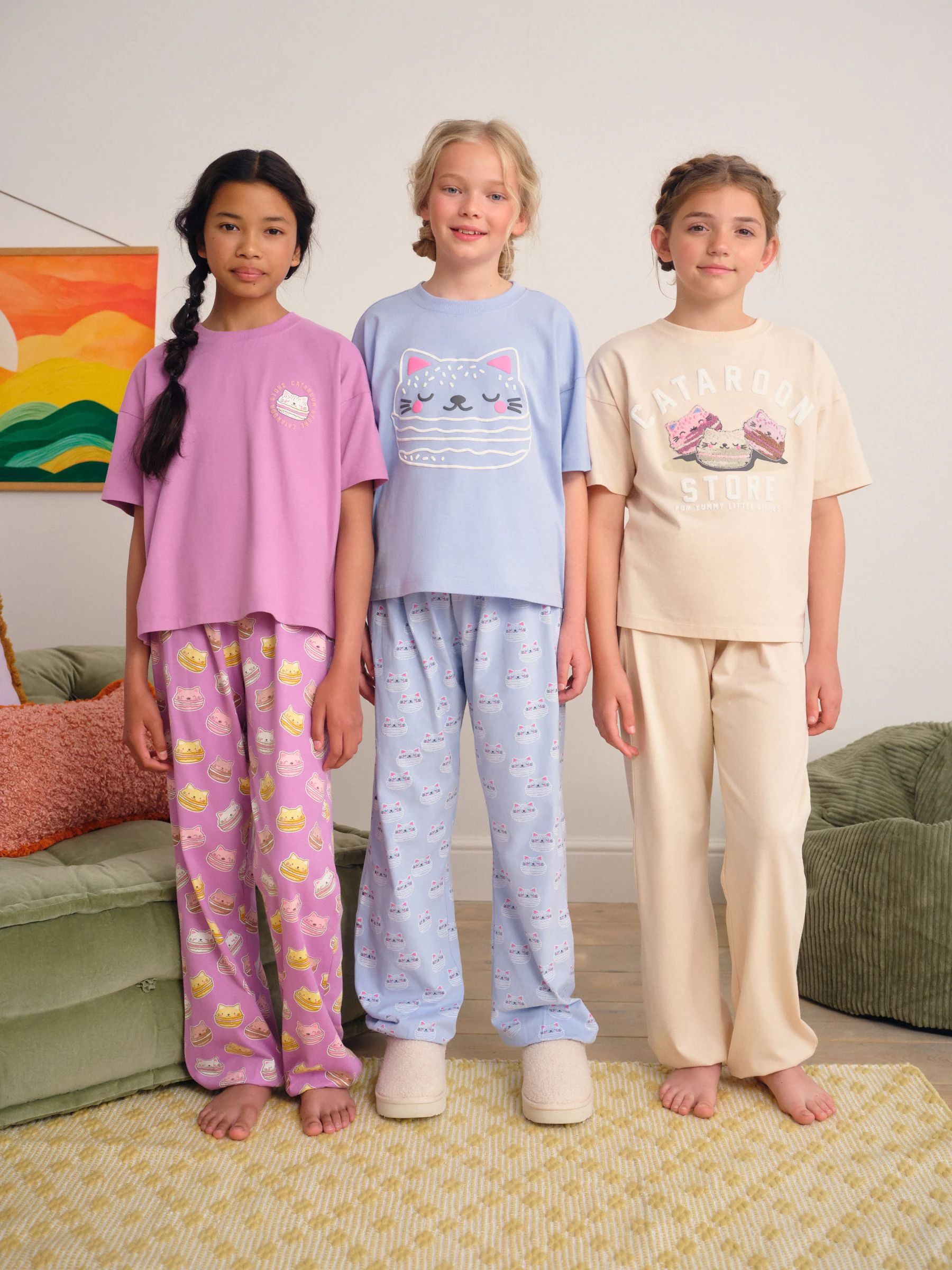 blauw/roze - Set van 3 pyjama's (3-16 jr)