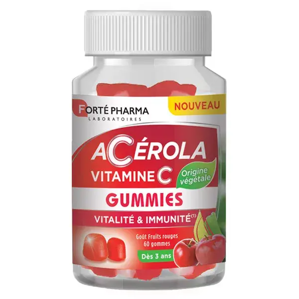 Forté Pharma Gomas de Acerola com Vitamina C - 60 Gomas para Aumentar a Energia e Combater a Fadiga