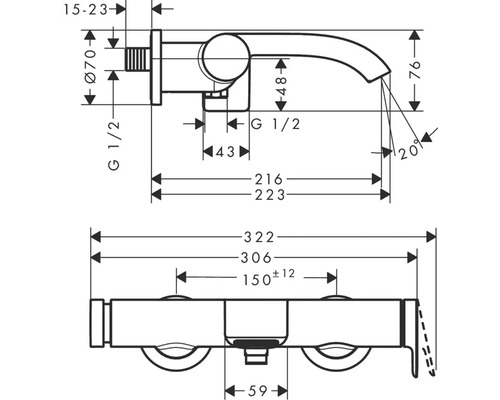 hansgrohe VIVENIS badkraan, matzwart, 75420670