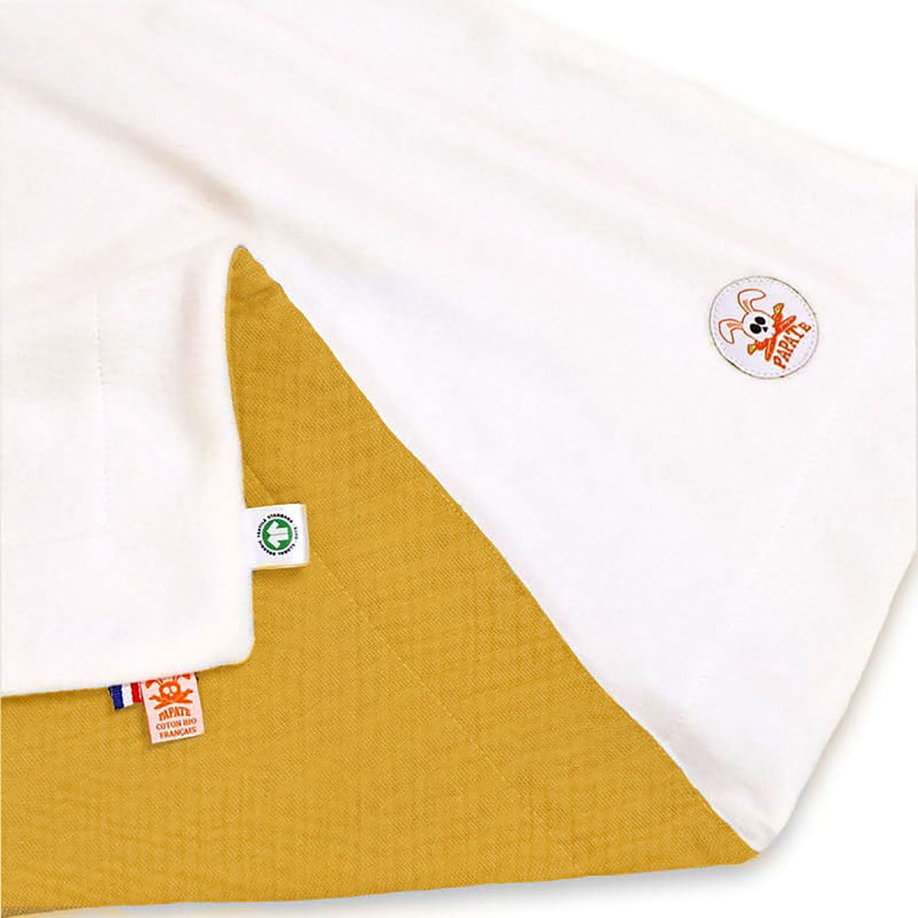 Papate Couverture en Coton Bio Rex blanc/honey - 70x95 cm