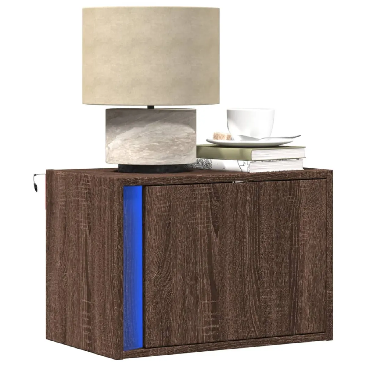 vidaXL Chevets Muraux LED 2pcs - Chêne Marron