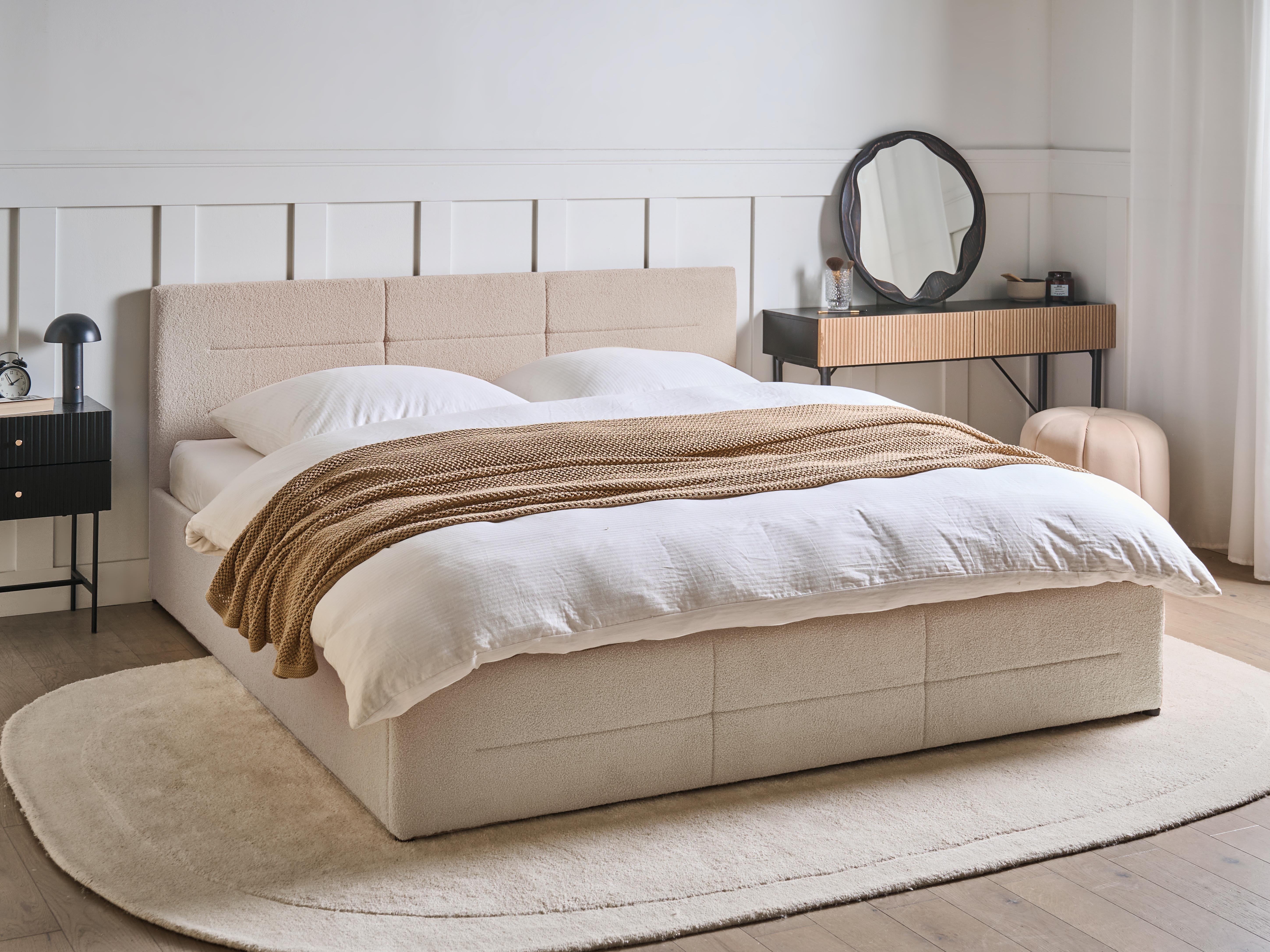 Bed met opbergruimte Bouclé MASSOGNES 180 x 200 cm Beige
