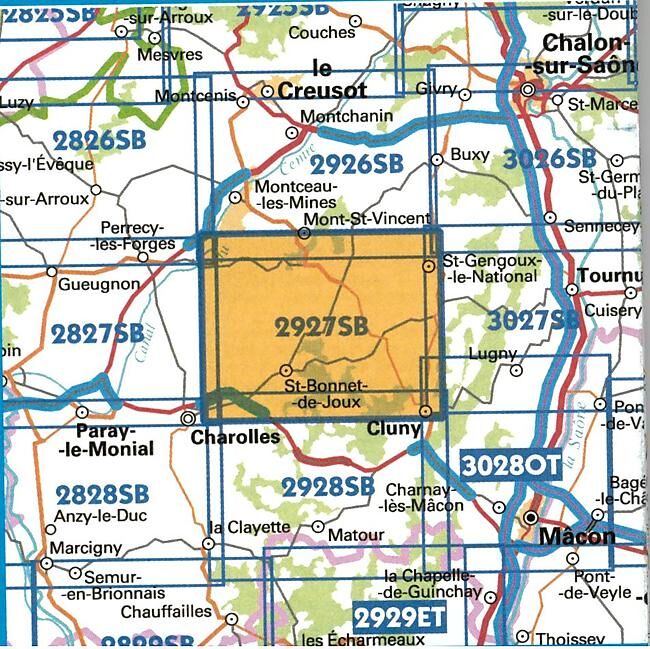 IGN - 2927 SB ST GENGOUX LE NATIONAL 1 25 000