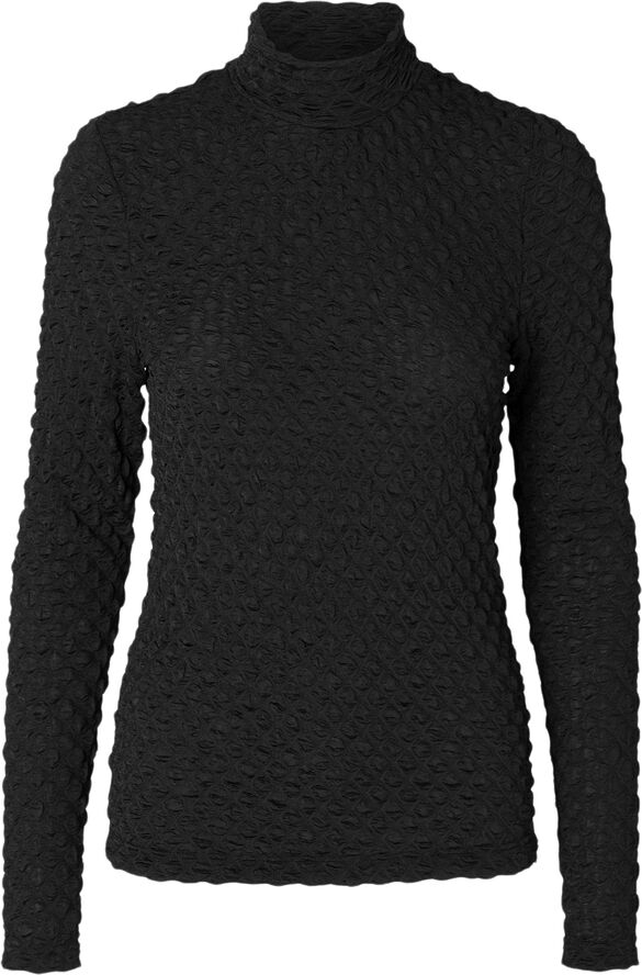 Selected Femme SLFTIMMI LS HIGH NECK STRUCTURE TOP Sort