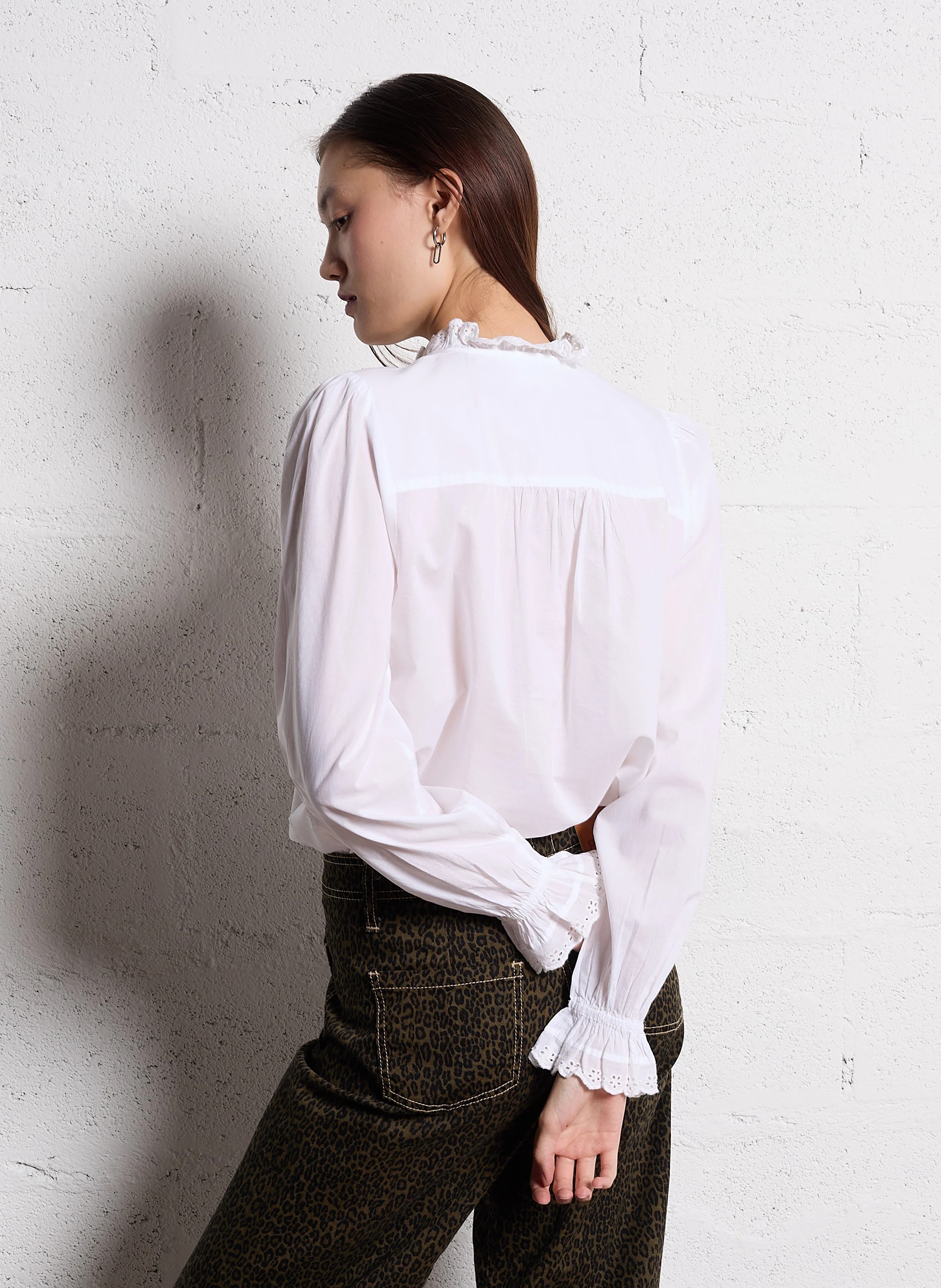 CAMILLIE - Blouse à volants en coton | Blanc