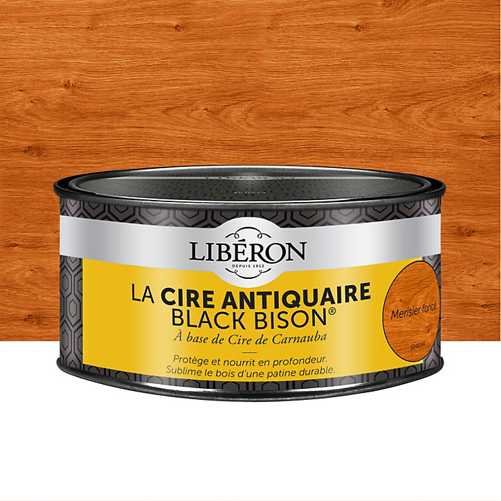 Cire pâte antiquaire black bison pour meubles Libéron merisier foncé 500ml