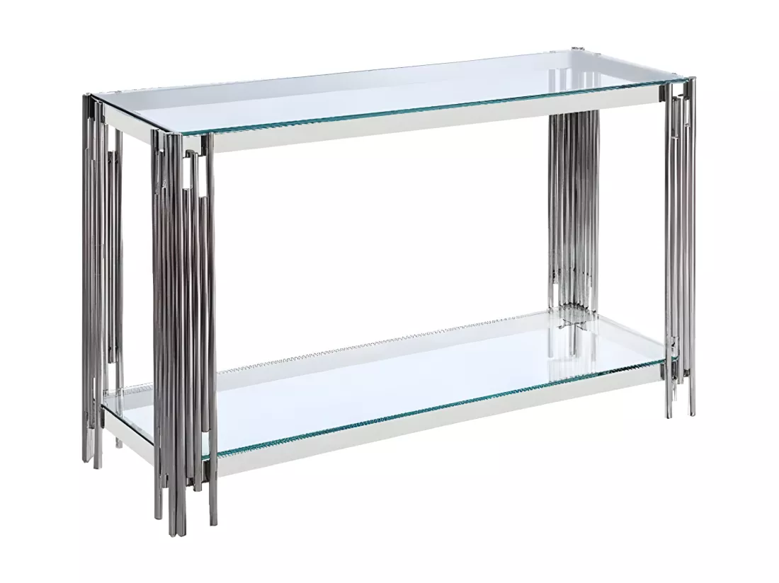 Console FLUTE Chrome verre Transparent 120x40x78 cm