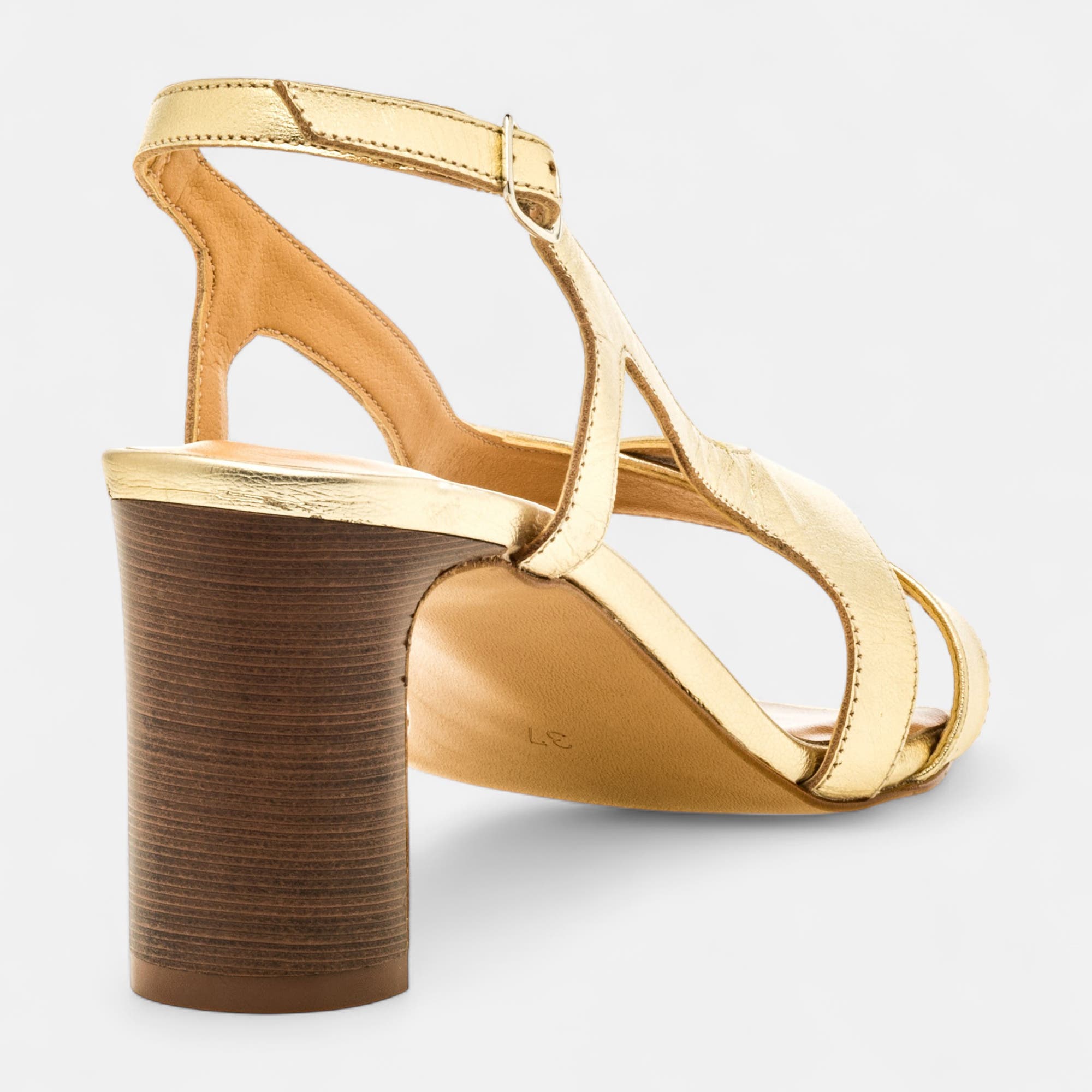 Nu-pieds à talon Femme en cuir or