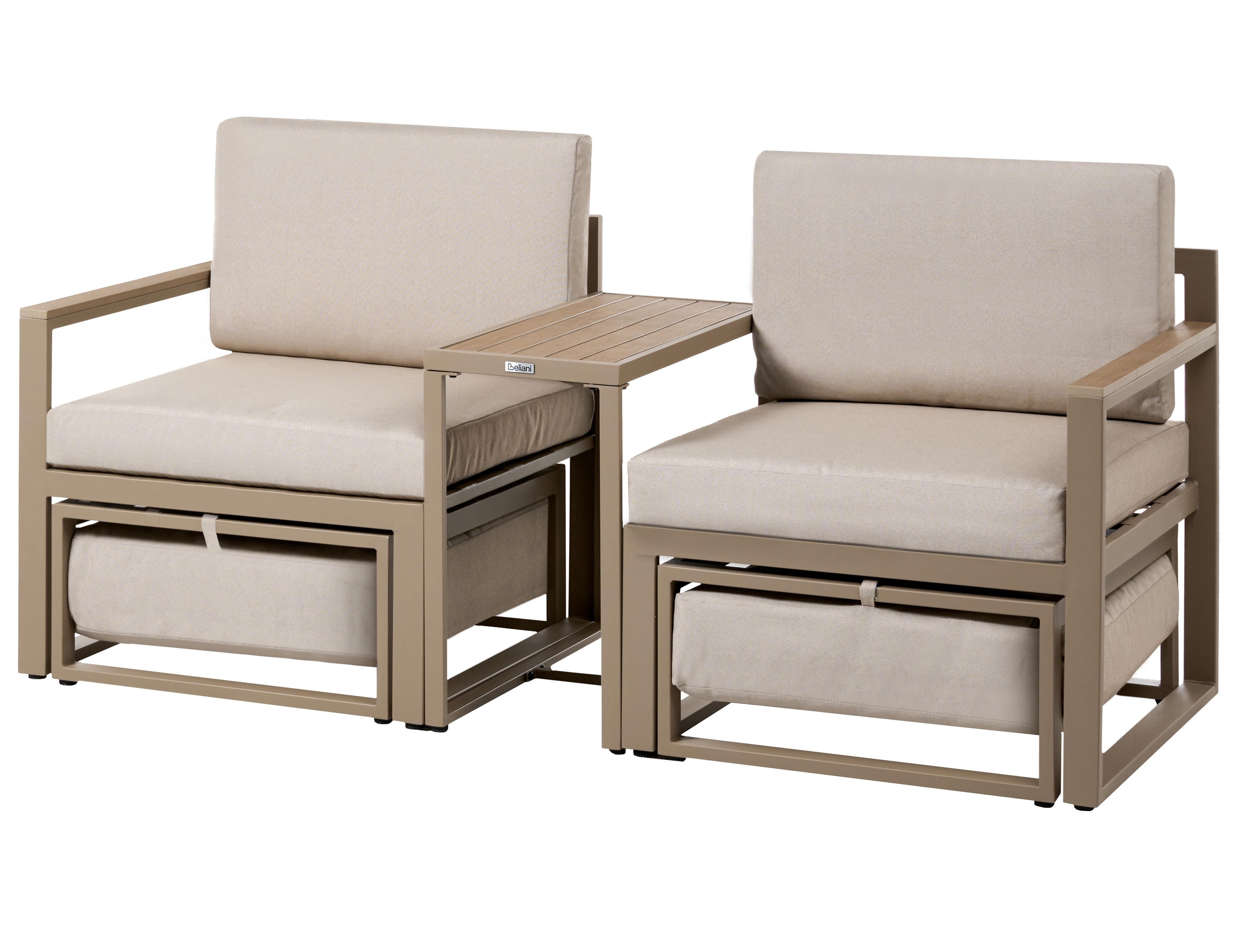 Loungeset met tafel en ottomaan 2-zits NOCI modulair Metaal Beige