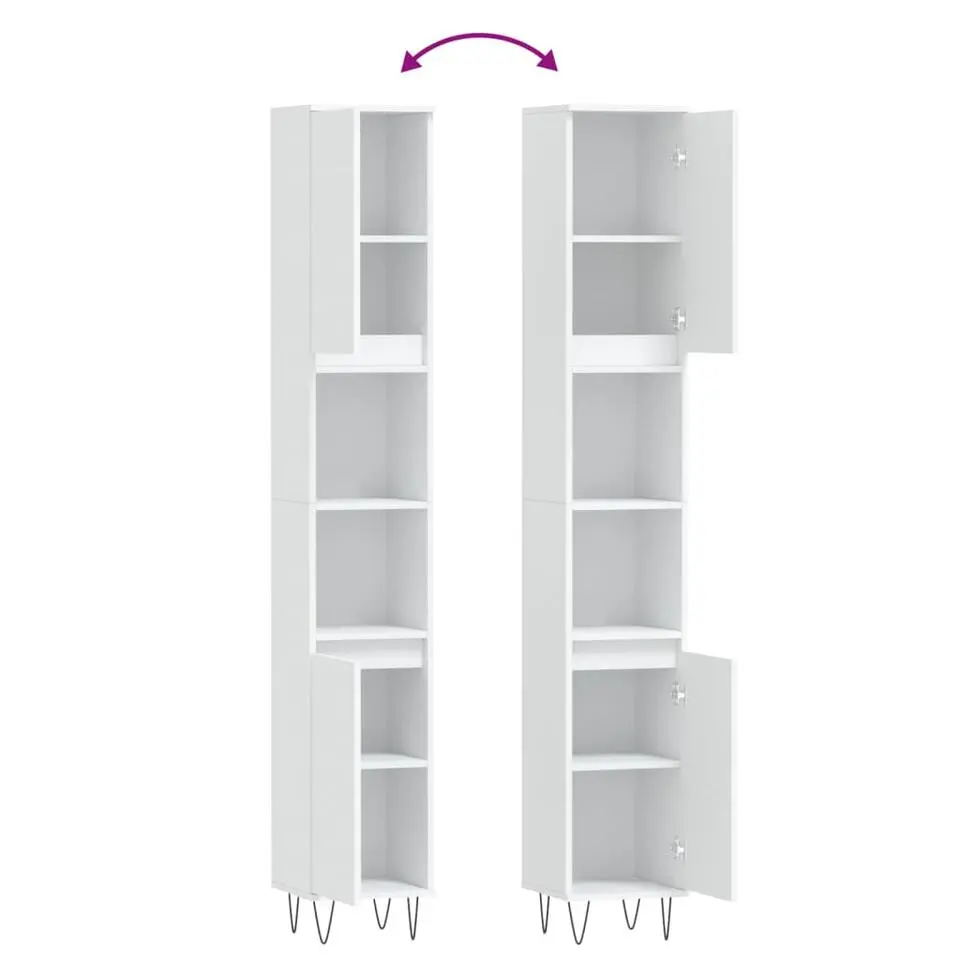 vidaXL - Kolomkast met 2 deuren - Wit - Bewerkt hout en ijzer - 30x30x190 cm